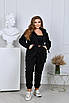 Теплий жіночий спортивний костюм великого розміру зимовий батал на флісі з капюшоном, фото 8