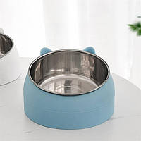 Миска для животных котов и собак Semi с наклоном 15°, 16 см диаметр плоскости, Blue