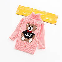Детский вязаный повседневный свитер для девочек. Розовая кофта для детей