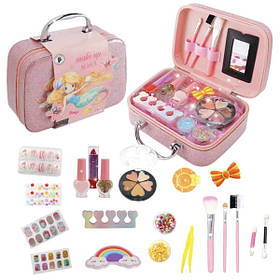 Дитяча косметика у валізці для макіяжу та манікюру Рожевий (60188)