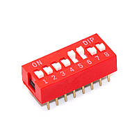 DIP перемикач (dip switch) DS-08 в плату, 16pin, ON-OFF, red