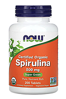 Certified Organic Spirulina 500 мг - 200 таблеток - NOW Foods (Органическая спирулина Нау Фудс)