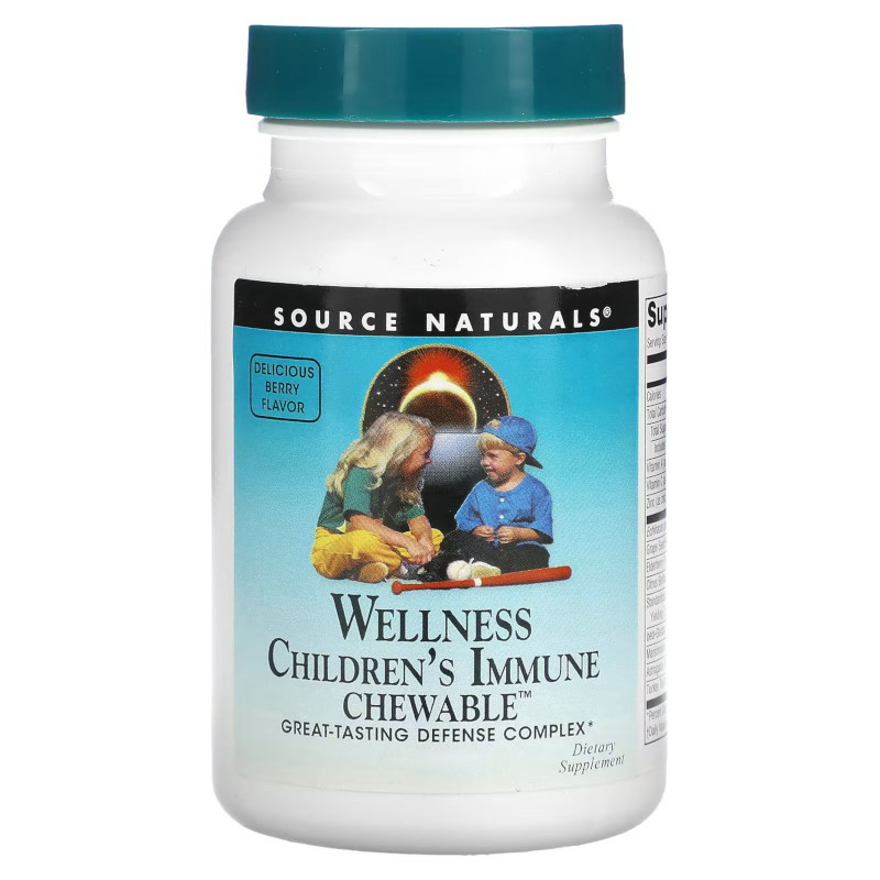 Натуральна добавка Source Naturals Wellness Children's Immune Chewable, 60 пастилок EXP
