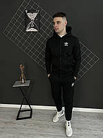 Мужской спортивный костюм Adidas весенние осенний демисезонный кофта на молнии + штаны черный