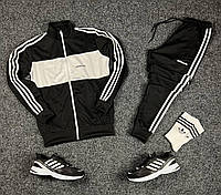 Мужской спортивный костюм Adidas весенний осенний комплект адидас кофта на молнии + штаны черный