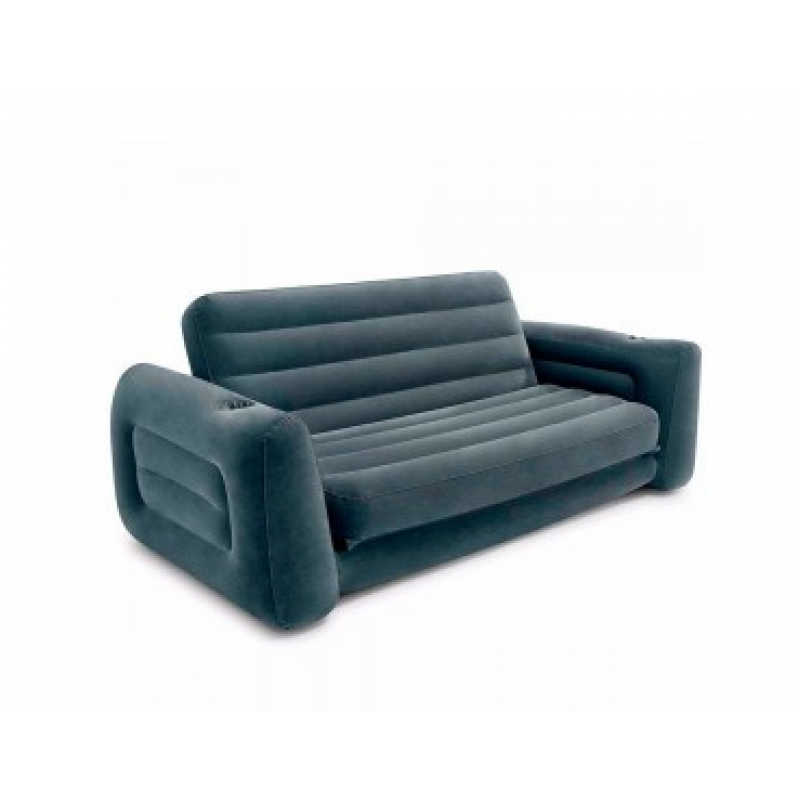 ☀️Надувний велюровий диван, Index 66552, в розкладеному вигляді 203-224-66см, з підсклянником, фото 1