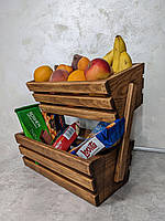 Фруктівниця дерев'яна, колір Дуб, ящик для фруктів, органайзер для фруктів, стелаж для фруктів, цукерниця