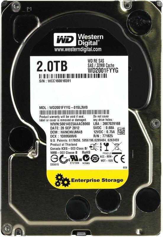 Жорсткий диск 3.5" 2TB Western Digital RE 7200rpm 32MB SAS (WD2001FYYG)