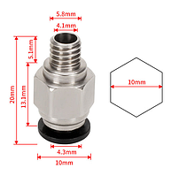 Фітинг PC4-M6 для тефлонової трубки