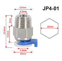 Фитинг JP4-01 M10 для тефлоновой трубки