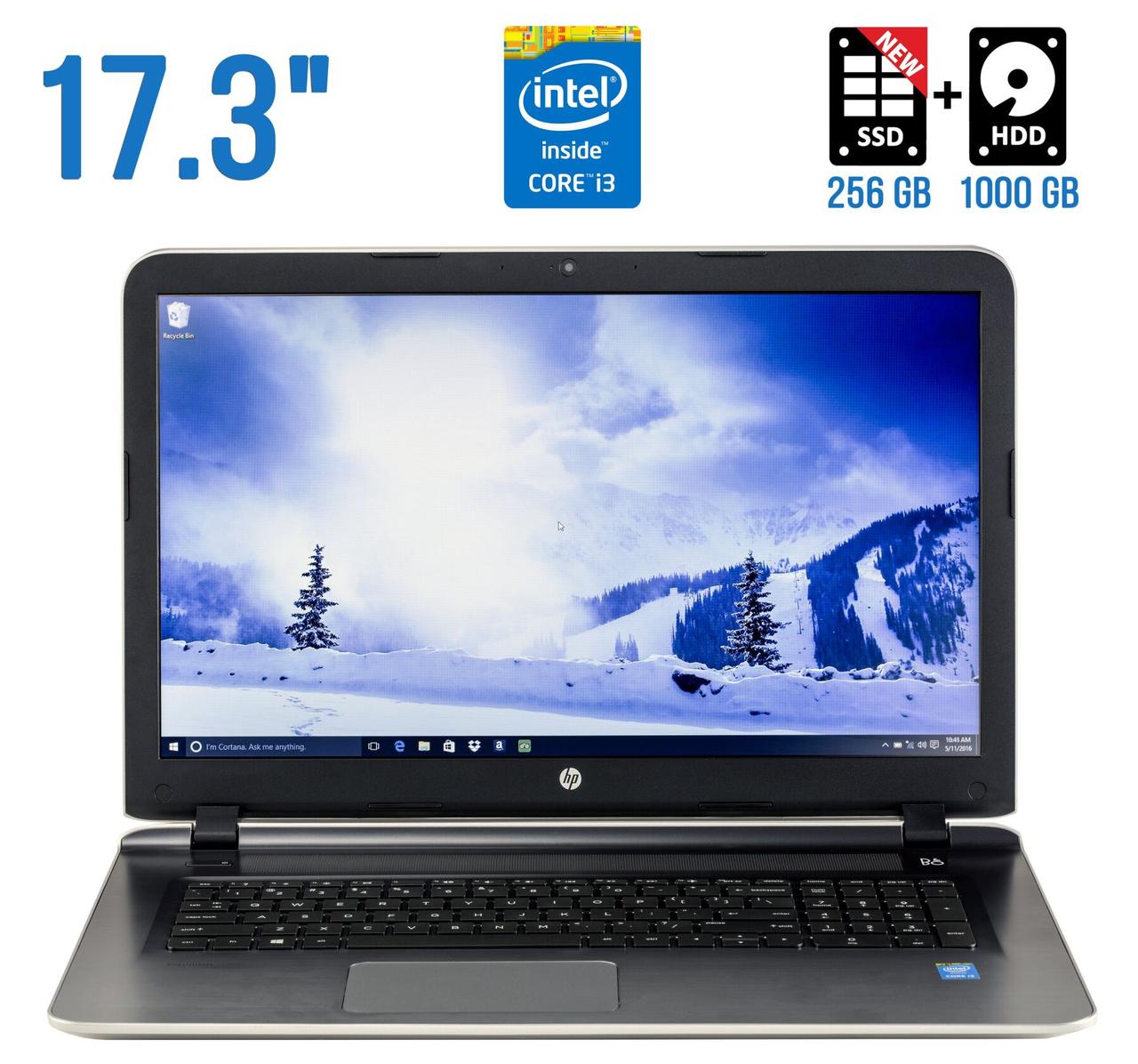 Ноутбук HP Pavilion 17-g148dx/17.3"/Core i3 2 ядра 2.2GHz/8GB DDR3/256GB SSD NEW+1TB HDD/HD Graphics 5500
