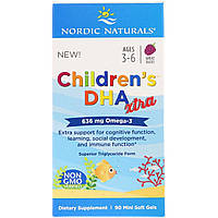 Рыбий Жир (ДГК) Для Детей (3-6 лет), 636 мг, Ягодный вкус, Children's DHA Xtra, Nordic Naturals, 90 Мини