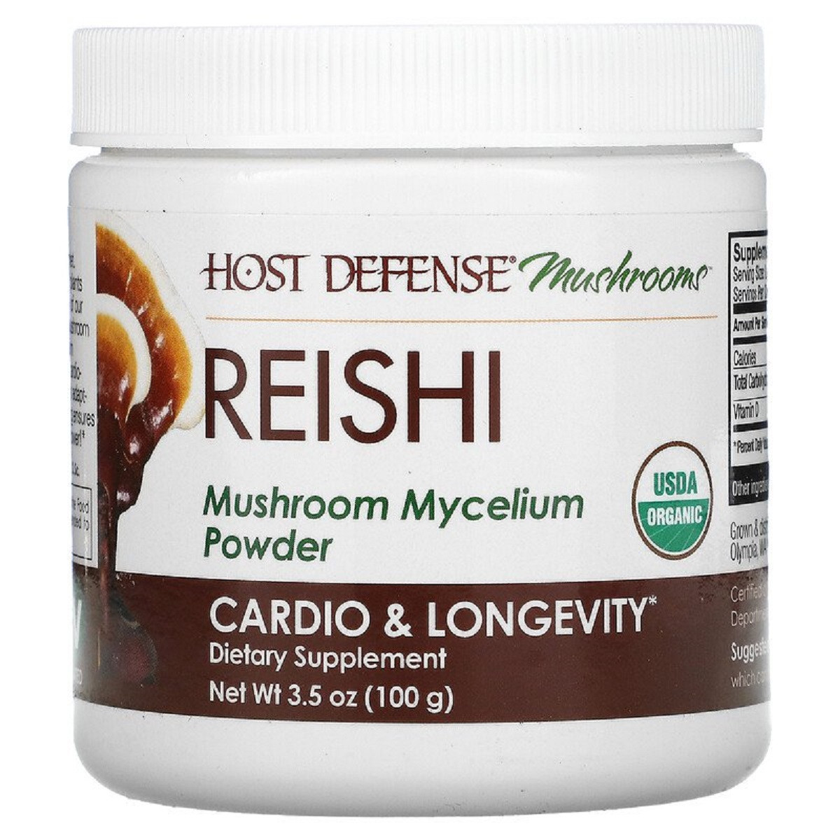 Рейші, порошок грибного міцелію, Reishi, Fungi Perfecti, 100 г