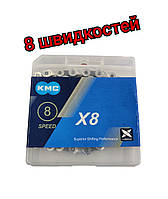 Велосипедная цепь KMC X8, 116L, 8 скоростей