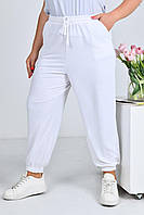 Спортивные женские штаны большого размера So StyleM трикотажные Белые 48/50