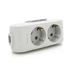 Колодка Panasonic X-tendia із заземленням 2 гнізда, із захисними шторками, сіра