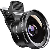 Широкоугольная и макро линза для телефона U&P Lens Set CGJ1 Black (SBO-CGJ1-BK)