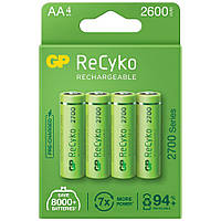 Аккумулятор GP Recyko 2700 Series, (GP270AAHCE-2EB4), AA, 2600mAh, 7.8A, Ni-MH LSD80-1, Box 4шт
