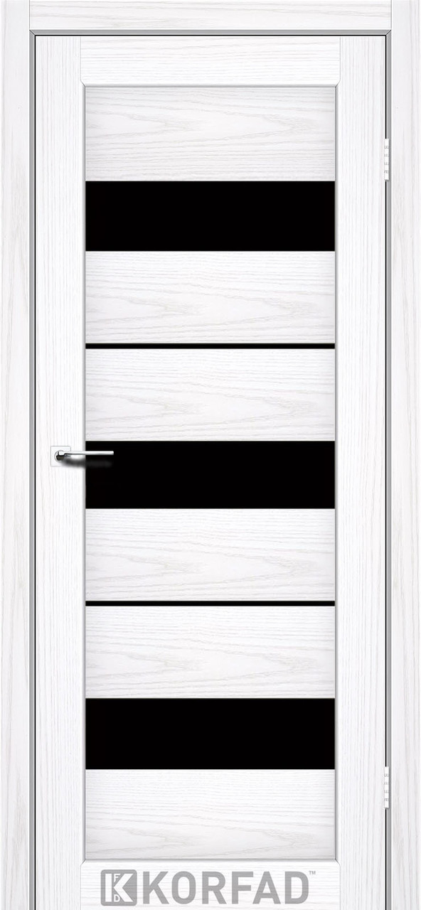 Двері міжкімнатні Корфад/ KORFAD PR-12 Біла модрина (скло чорне)