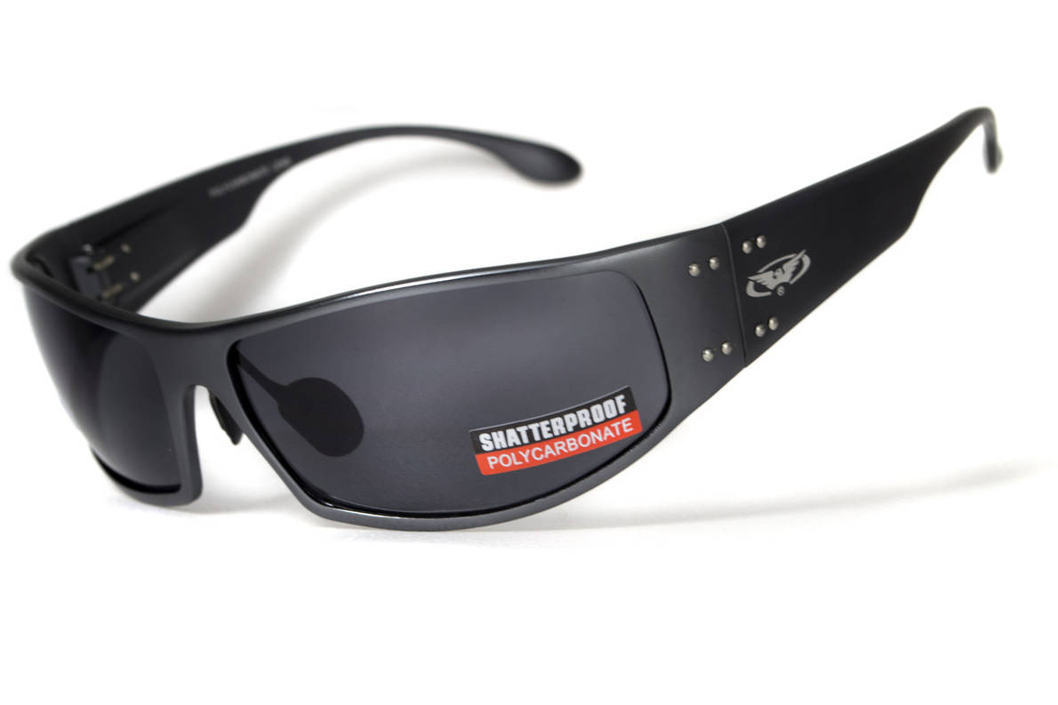 Захисні окуляри Global Vision Bad-Ass-2 GunMetal (gray), сірі у темній металевій оправі, фото 2