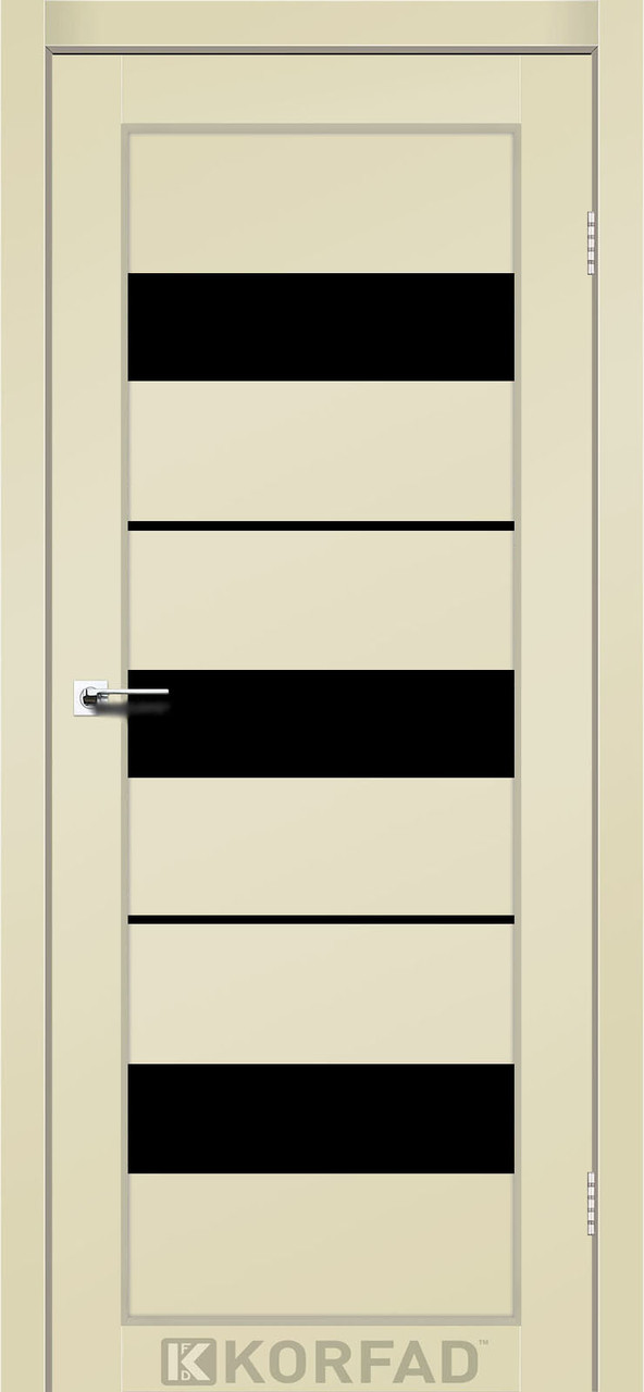 Двері міжкімнатні Корфад/ KORFAD PR-12 магнолія Super PET (скло чорне)