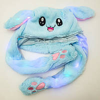 Карнавальна шапка з підсвічуванням: блакитний зайчик з вухами, SQ-534 що піднімаються