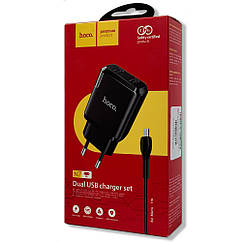 Зарядний пристрій Hoco N7 Speedy 2 USB з кабелем Micro 2.1A 10.5W чорна
