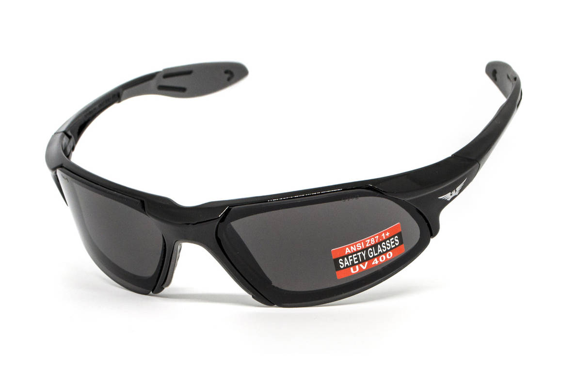 Захисні окуляри Global Vision Code-8 (gray), сірі у чорній глянсовій оправі, фото 2