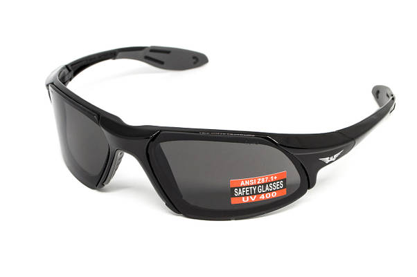 Захисні окуляри Global Vision Code-8 (gray), сірі у чорній глянсовій оправі, фото 2
