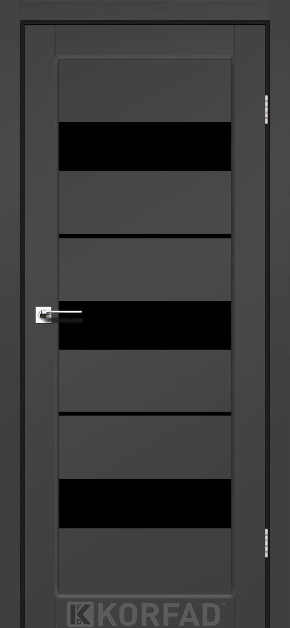 Двері міжкімнатні Корфад/ KORFAD PR-12 антрацит Super PET (черное стекло)