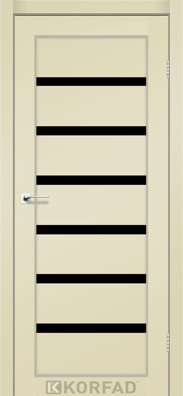 Двері міжкімнатні Korfad (Корфад) PD-01 Super PET магнолія (черное скло)
