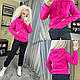 Крутий теплий жіночий костюм на флісі худі та джогери, фото 3