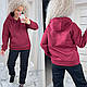 Крутий теплий жіночий костюм на флісі худі та джогери, фото 7