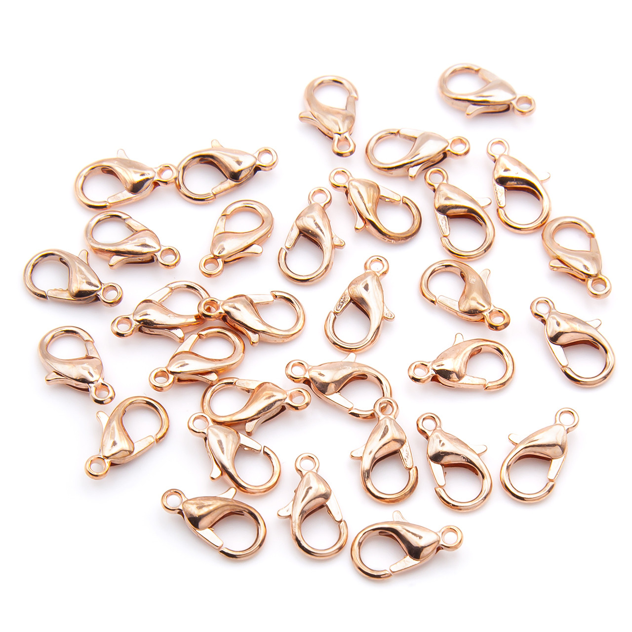 Карабін в упаковці +-50 шт. 12 мм Рожеве золото, фото 1