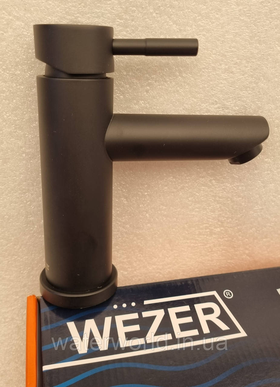 Змішувач для умивальника чорного кольору з нержавіючої сталі WEZER EKO1A-01-BLACK