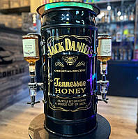 Бочка бар Jack Daniels в чёрном глянцевом цвете с подсветкой, оригинальный подарок боссу, от коллектива