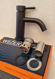 Змішувач для умивальника чорного кольору з нержавіючої сталі WEZER EKO1С-01-BLACK