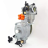 Газовий карбюратор для мотоблока та генератора універсальний 1-4КВТ з редуктором та перемикачем, краном, фото 5