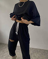 YB_Женский костюм двойка супер качественный трехнитка кофта и джоггеры Арт. 1424А500 Черный