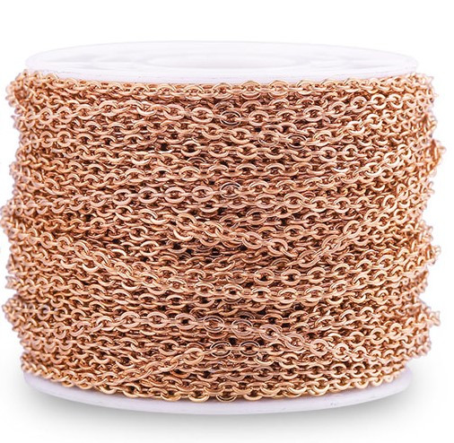 Ланцюжок на метраж Finding Кругле звено плетіння хрест Рожеве золото 2 мм x 3 мм Ціна за 1 метр