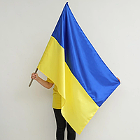 Флаг Украины 135х90 см / Атласный Украинский флаг / Большой флаг Украины