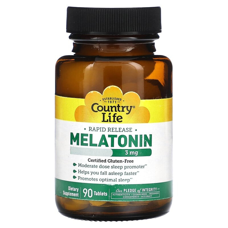 Мелатонін Country Life "Melatonin" 3 мг (90 таблеток), фото 1
