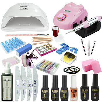 Стартовий набір для манікюру з фрезером ZS 603 65 Вт 45000об лампою Sun X 80 Вт розхідниками гель лаками та декором