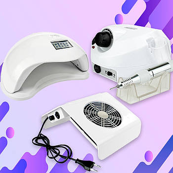 Набір для Манікюру Техніка для Апаратного Манікюру Фрезер ZS 601 45.000 Витяжка з мешками на 45 Вт Лампа Sun 5 Led\UV 54 Вт