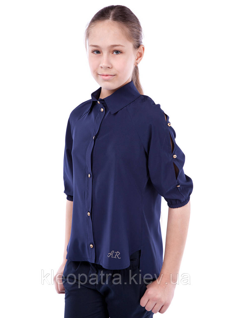 Шкільна блузка Реглан синій для дівчинки