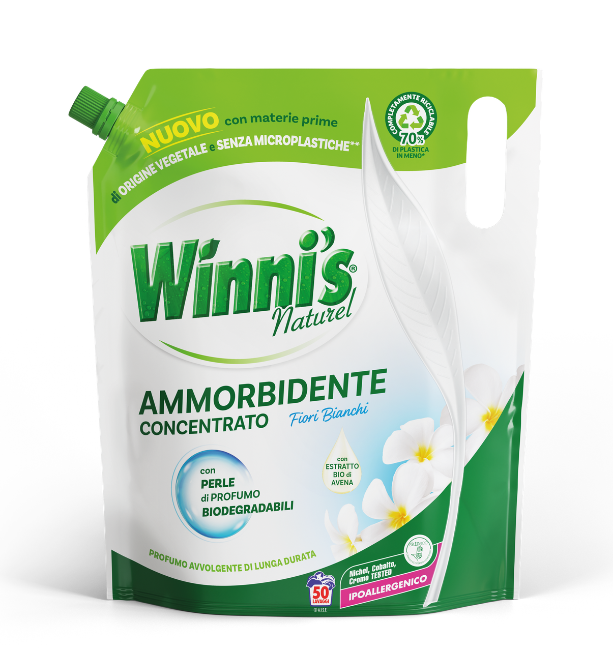 Гіпоалергенний ополіскувач для прання Winni's Ammorbidente Ecoformato Fiori Bianchi на 50 прань1250 мл