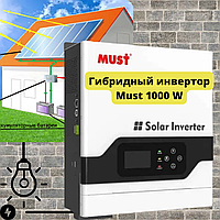 Гібридний інвертор 1000 Вт 12 В Must з функцією джерела безперебійного живлення (ІБП) це чистосинусний перетворювач під сонячні