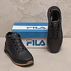 Чоловічі шкіряні теплі зимові черевики кросівки Fila Black Classic натуральна шкіряна хутряна підкладка та устілка, фото 6