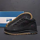 Чоловічі шкіряні теплі зимові черевики кросівки Fila Black Classic натуральна шкіряна хутряна підкладка та устілка, фото 3