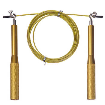 Скакалка швидкісна металева на підшипниках для кросфіту, фітнесу, боксу (регульована довжина)) Золотистий